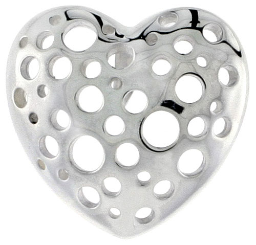 Sterling Silver Heart Pendant, 3/4 inch long 