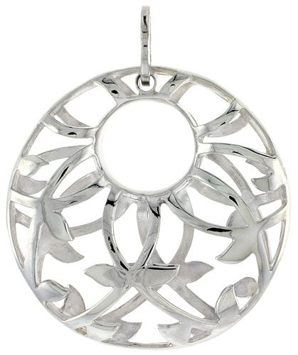 Sterling Silver Round Pendant, 1 1/8 inch long 