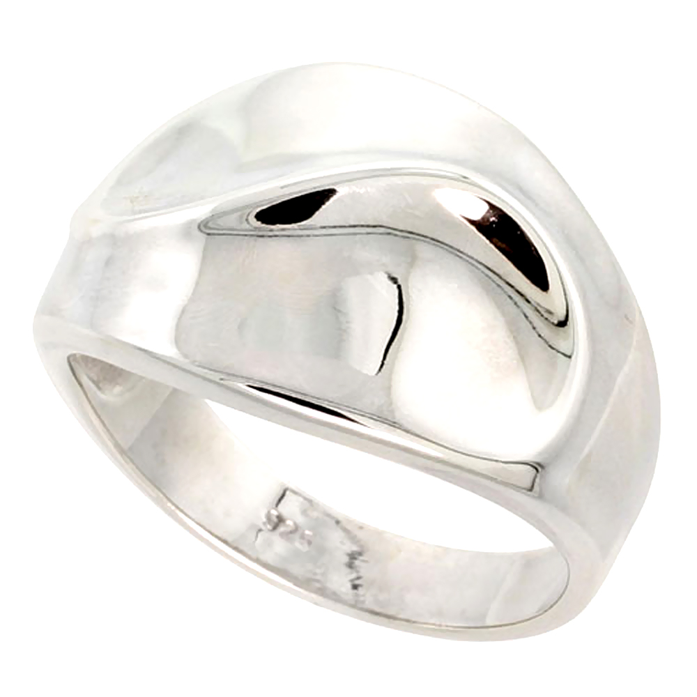 Sterling Silver Cigar Band Ring w/ Swirl Flawless finish 5/8 inch wide, sizes 6 - 10
