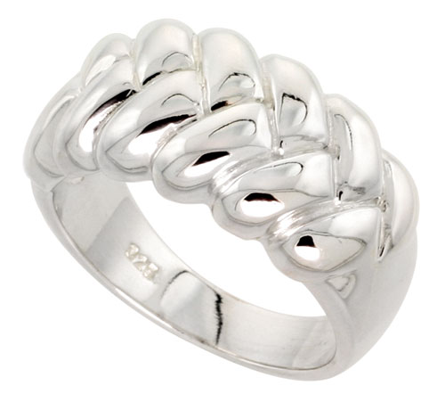 Sterling Silver Braided Dome Ring Flawless finish 1/2 inch wide, sizes 6 - 10