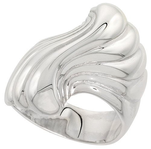 Sterling Silver Fan Ring Flawless finish 1 inch wide, sizes 6 to 10