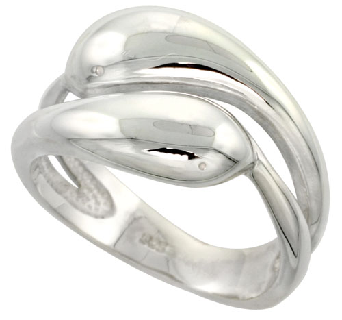 Sterling Silver Snakes Ring Flawless finish 1/2 inch wide, sizes 6 to 10