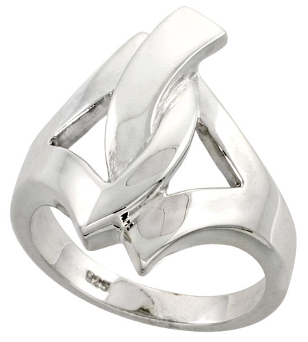Sterling Silver Interlocking Triangles Ring Flawless finish 1 inch wide, sizes 6 to 10