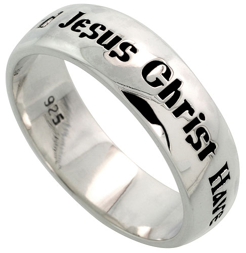 Sterling Silver LORD JESUS CHRIST HAVE MERCY ON ME Ring Flawless finish, 1/4 inch wide 