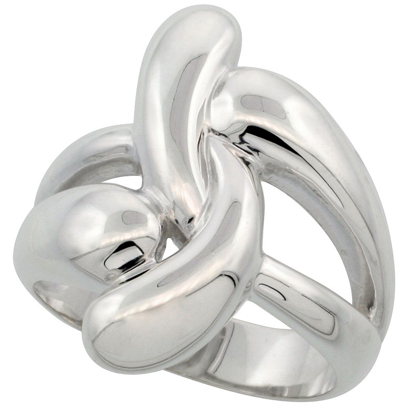 Sterling Silver Double Knot Ring Flawless finish, 15/16 inch wide