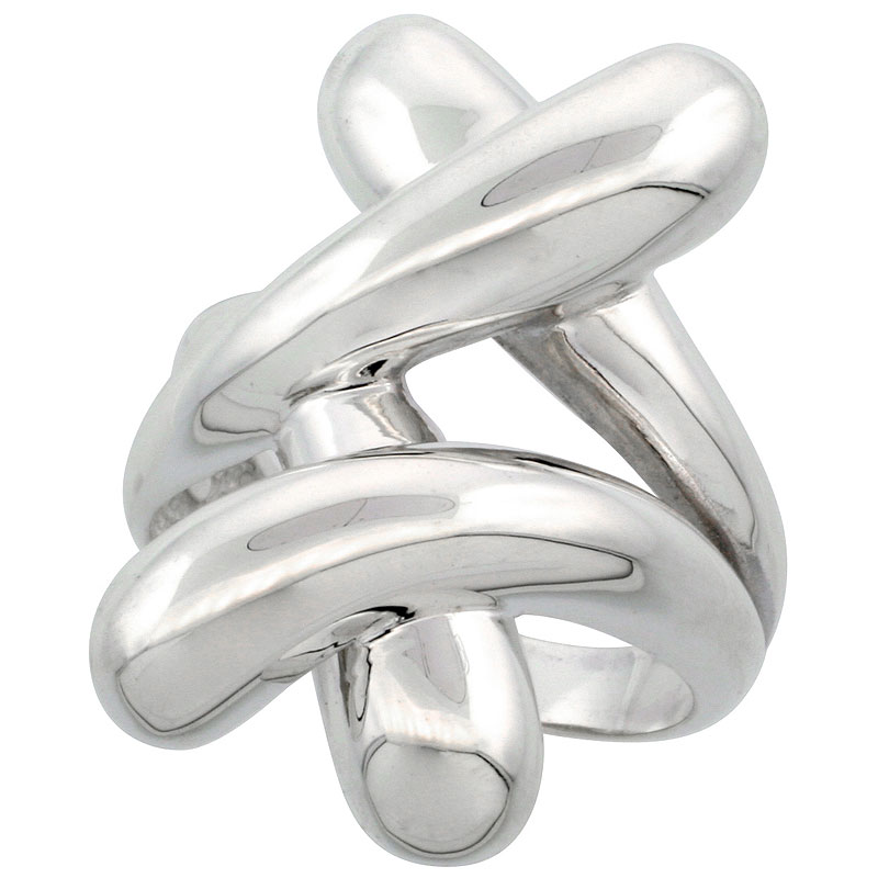 Sterling Silver Overlapping X Pattern Ring Flawless finish, 1 1/8 inch wide