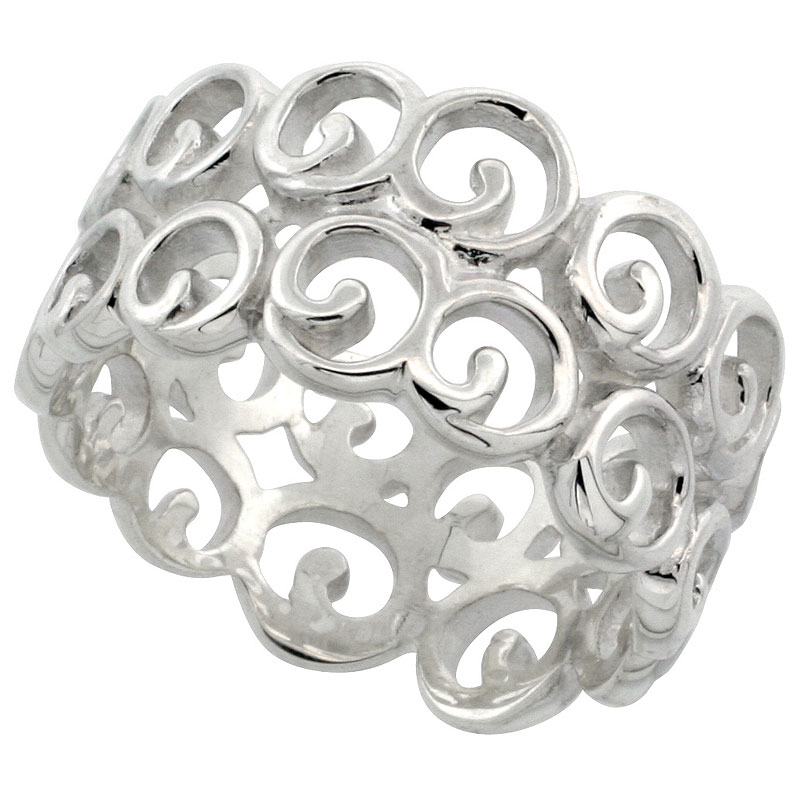 Sterling Silver Ring Flawless finish w/ Small Circles, 7/16 inch wide