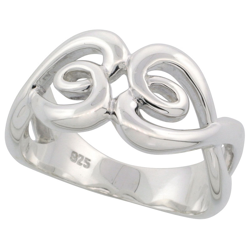 Sterling Silver Heart-shaped Knot Ring Flawless finish, 7/16 inch wide