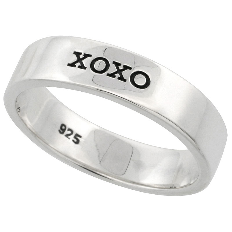 Sterling Silver XOXO Ring Flawless finish Band, 3/16 inch wide