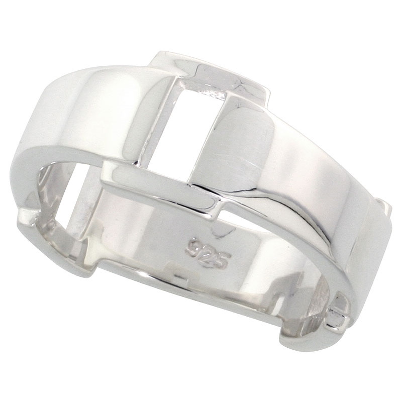 Sterling Silver Buckle Ring Flawless finish Band, 5/16 inch wide
