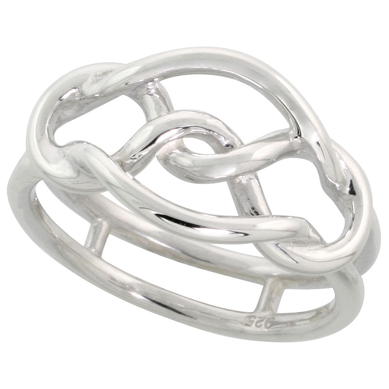 Sterling Silver Wire Knot Ring Flawless finish Band, 7/16 inch wide