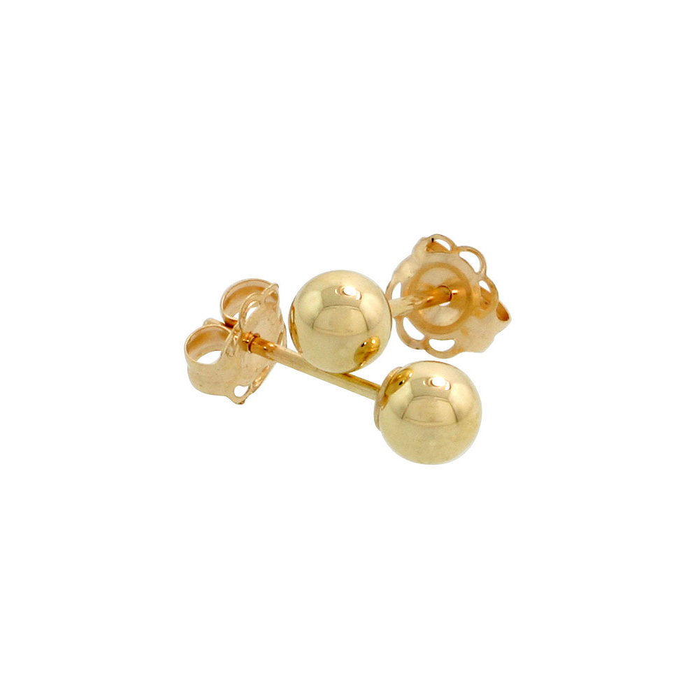 10K YELLOW GOLD 4MM BALL EARRINGS STUDS
