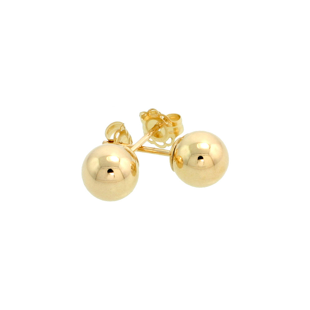 10K YELLOW GOLD 6MM BALL EARRINGS STUDS