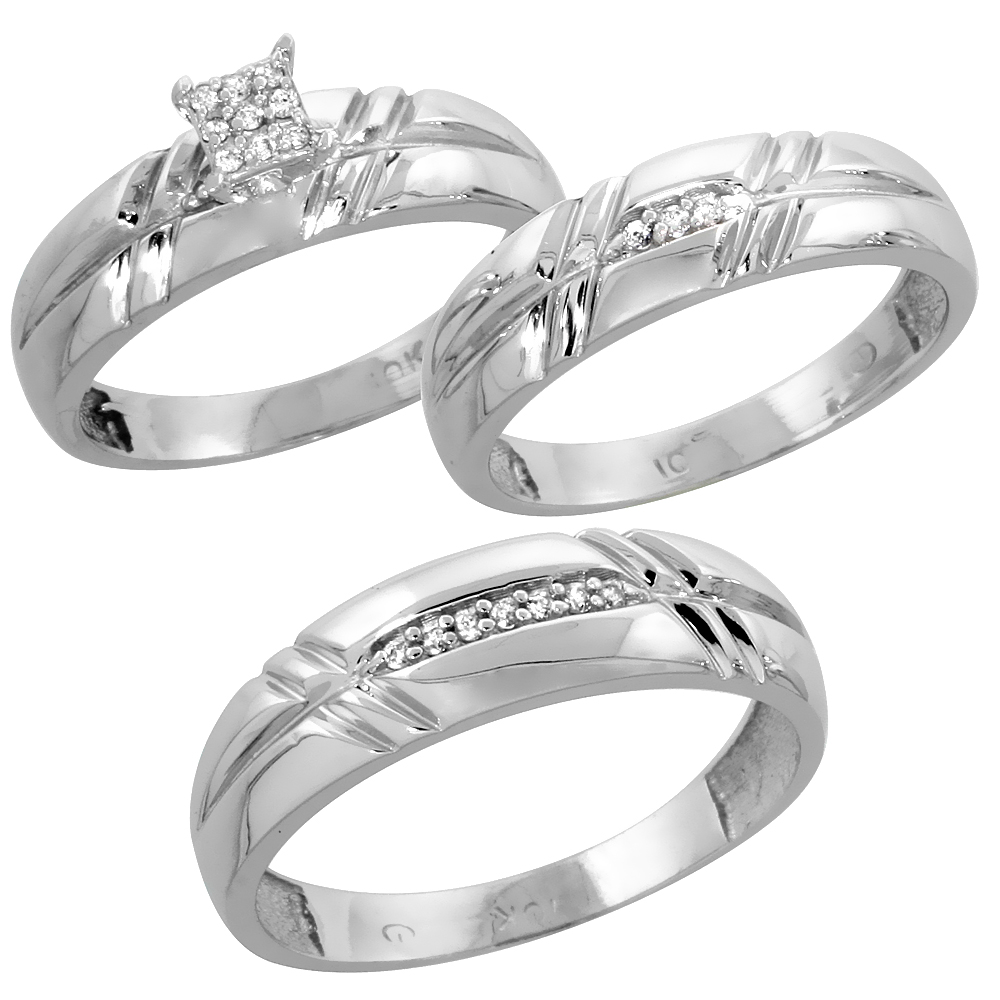 10k White Gold Diamond Engagement Ring Women 0.06 cttw Brilliant Cut 7/32 inch 5.5mm wide