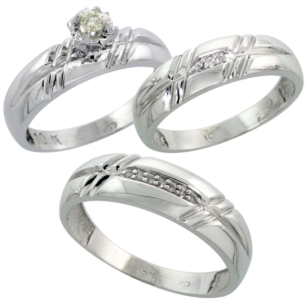 10k White Gold Diamond Engagement Ring Women 7/32 inch wide