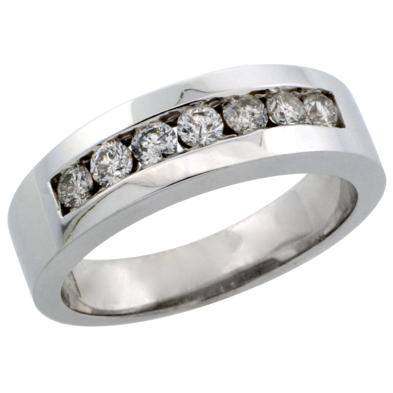 10k White Gold 7-Stone Ladies&#039; Diamond Ring Band w/ 0.32 Carat Brilliant Cut Diamonds, 7/32 in. (5.5mm) wide