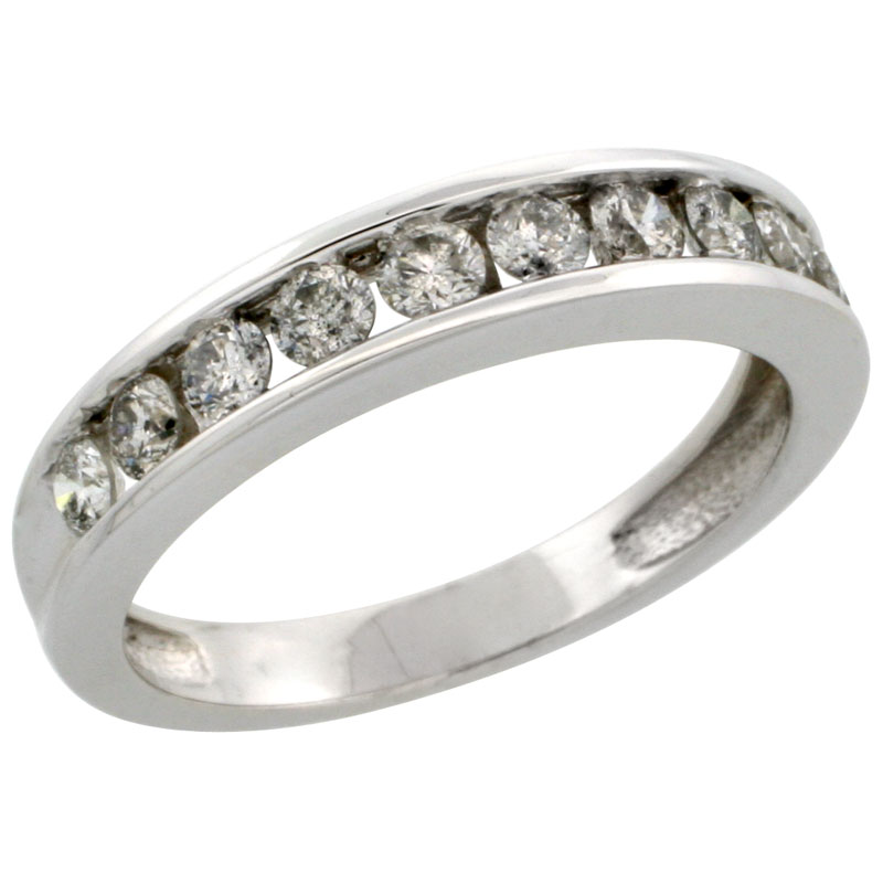 10k White Gold 10-Stone Ladies&#039; Diamond Ring Band w/ 0.67 Carat Brilliant Cut Diamonds, 5/32 in. (4mm) wide