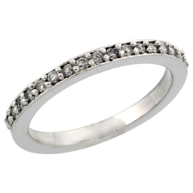 10k White Gold Ladies&#039; Diamond Ring Band w/ 0.20 Carat Brilliant Cut Diamonds, 3/32 in. (2mm) wide