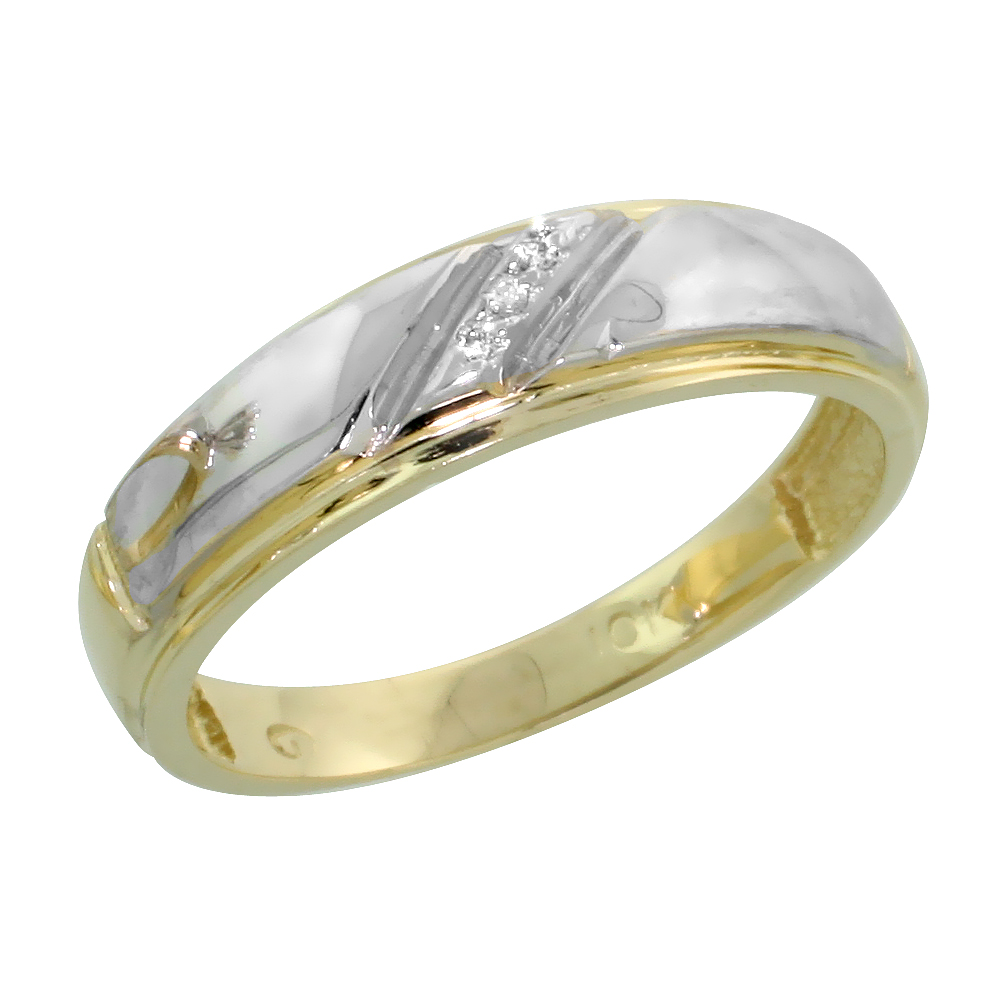 10k Yellow Gold Ladies Diamond Wedding Band Ring 0.02 cttw Brilliant Cut, 7/32 inch 5.5mm wide