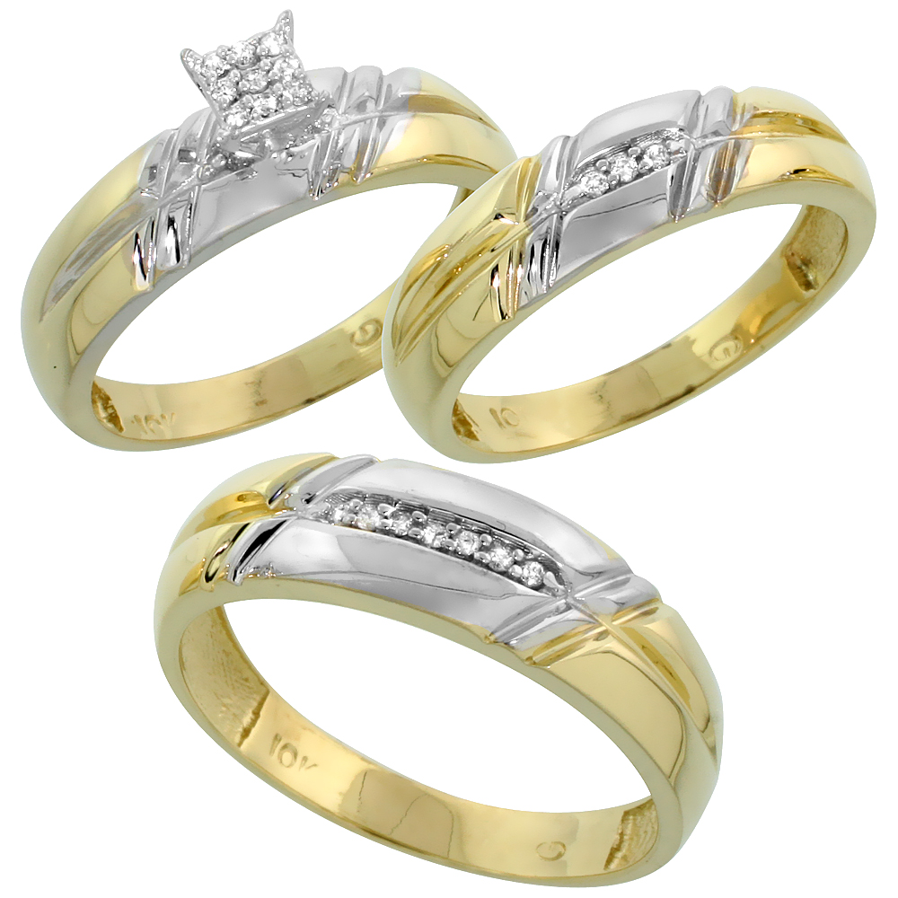 10k Yellow Gold Diamond Engagement Ring Women 0.06 cttw Brilliant Cut 7/32 inch 5.5mm wide