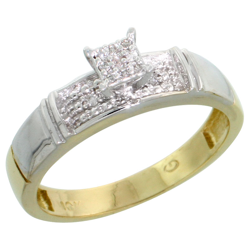 10k Yellow Gold Diamond Engagement Ring 0.07 cttw Brilliant Cut, 3/16 inch 4.5mm wide