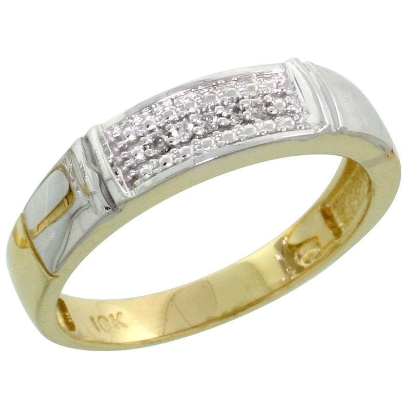 10k Yellow Gold Ladies Diamond Wedding Band Ring 0.03 cttw Brilliant Cut, 3/16 inch 4.5mm wide