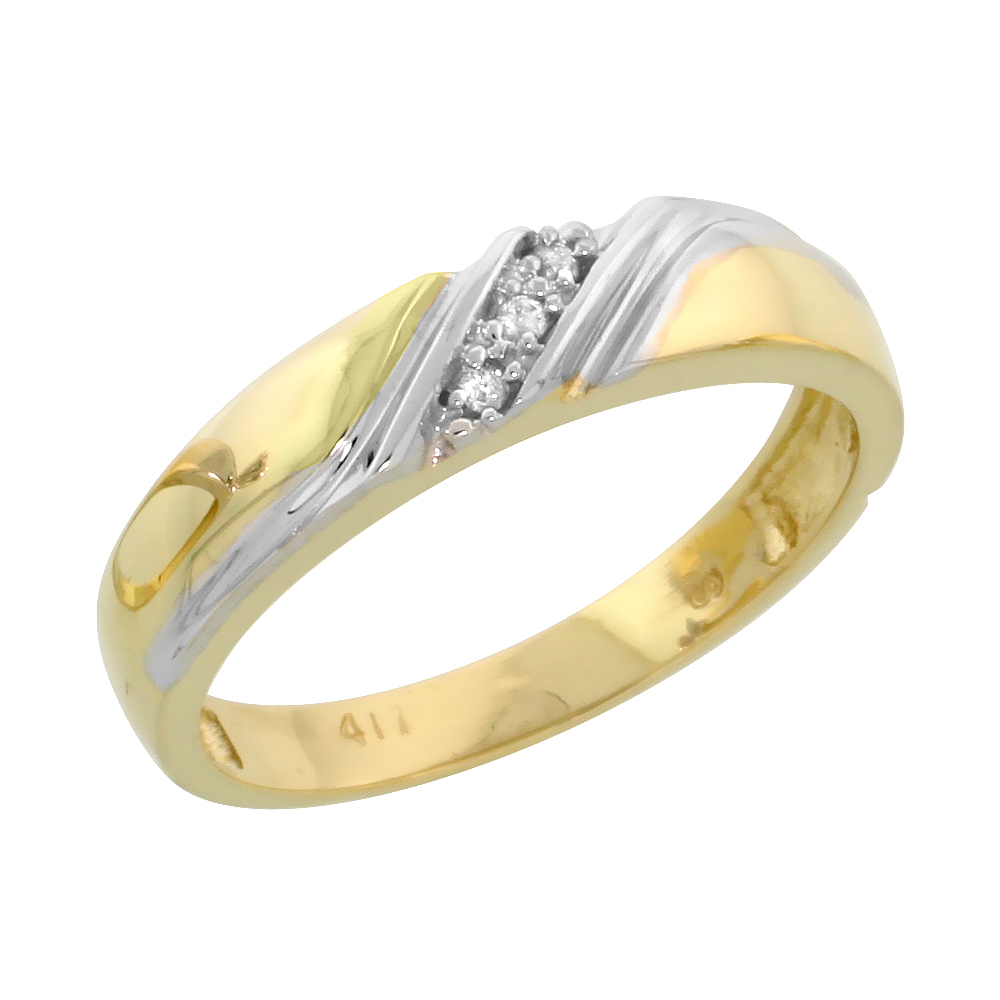 10k Yellow Gold Ladies Diamond Wedding Band Ring 0.02 cttw Brilliant Cut, 3/16 inch 4.5mm wide
