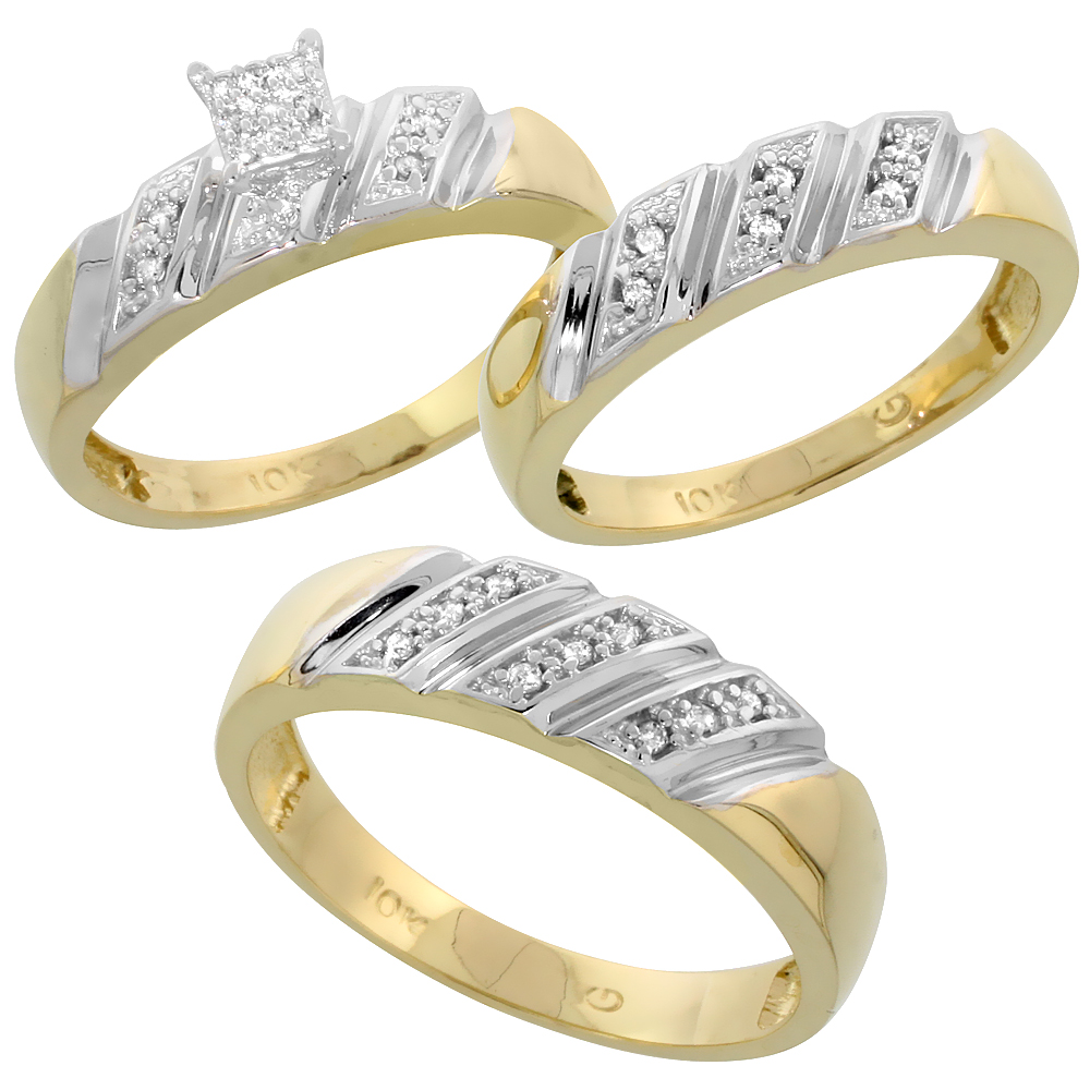 10k Yellow Gold Diamond Engagement Ring Women 0.07 cttw Brilliant Cut 3/16 inch 5mm wide