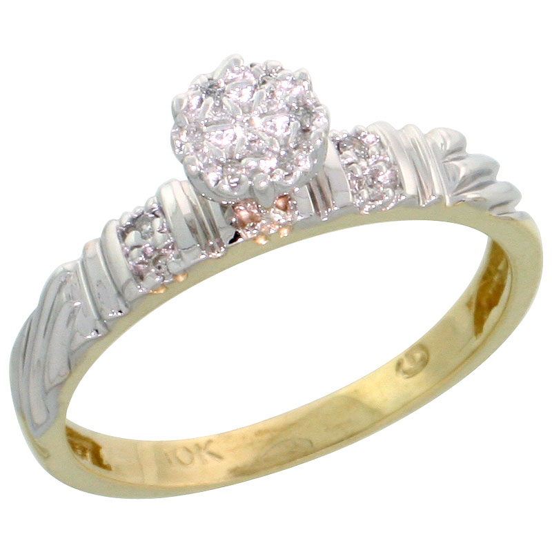 10k Yellow Gold Diamond Engagement Ring 0.06 cttw Brilliant Cut, 1/8in. 3.5mm wide