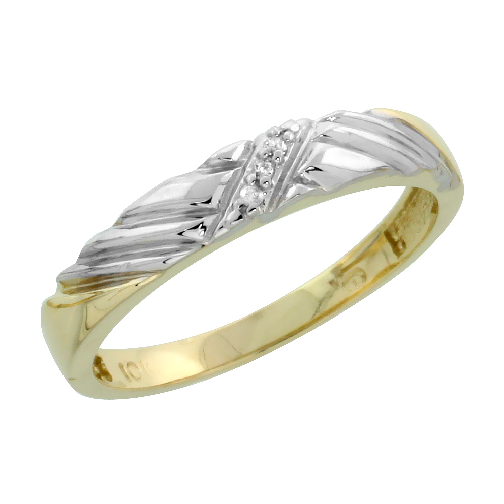 10k Yellow Gold Ladies Diamond Wedding Band Ring 0.02 cttw Brilliant Cut, 1/8 inch 3.5mm wide