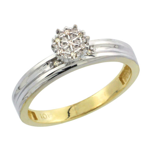 10k Yellow Gold Diamond Engagement Ring 0.06 cttw Brilliant Cut, 1/8in. 3.5mm wide