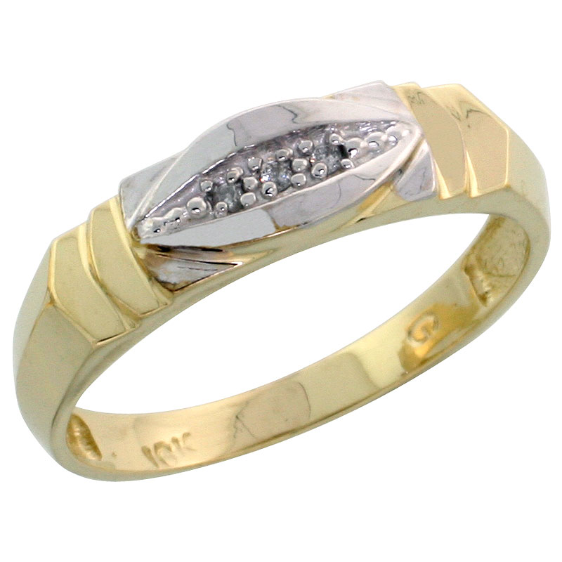 10k Yellow Gold Ladies Diamond Wedding Band Ring 0.02 cttw Brilliant Cut, 3/16 inch 5mm wide
