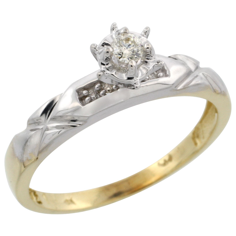 10k Yellow Gold Diamond Engagement Ring, 1/8 inch wide