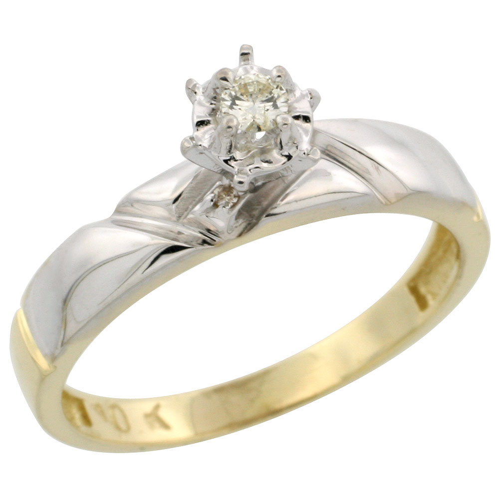 10k Yellow Gold Diamond Engagement Ring, 5/32 inch wide
