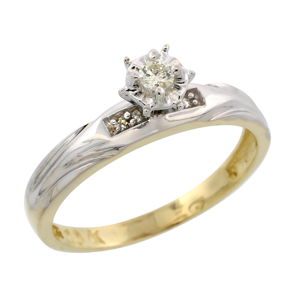10k Yellow Gold Diamond Engagement Ring, 1/8inch wide