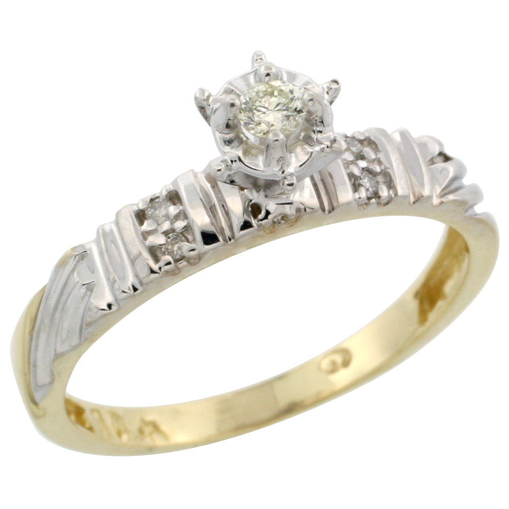 10k Yellow Gold Diamond Engagement Ring, 1/8inch wide