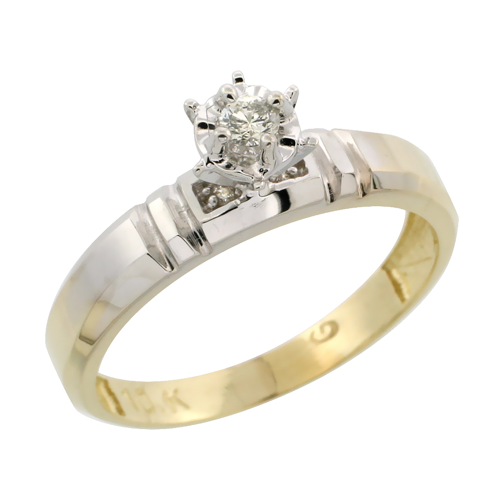 10k Yellow Gold Diamond Engagement Ring, 5/32 inch wide