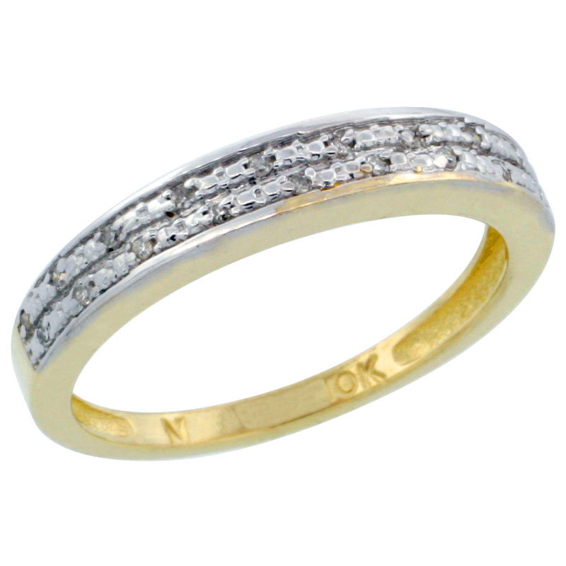 10k Gold Ladies&#039; Diamond Ring Band w/ 0.064 Carat Brilliant Cut Diamonds, 1/8 in. (3.5mm) wide