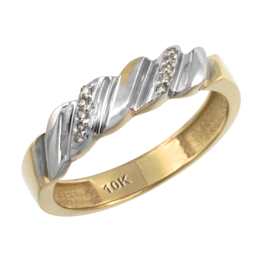 14k Gold Ladies&#039; Diamond Wedding Ring Band, w/ 0.063 Carat Brilliant Cut Diamonds, 5/32 in. (5mm) wide