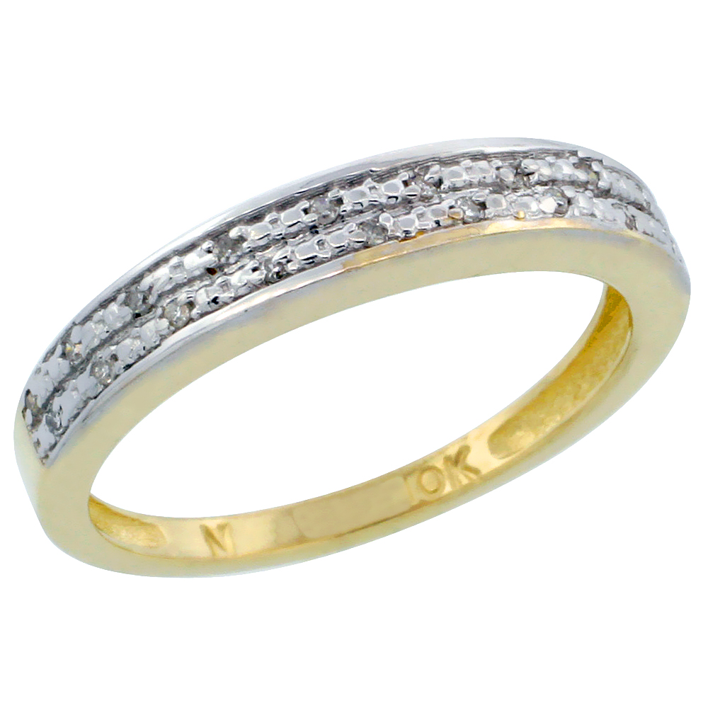 14k Gold Ladies&#039; Diamond Ring Band w/ 0.064 Carat Brilliant Cut Diamonds, 1/8 in. (3.5mm) wide