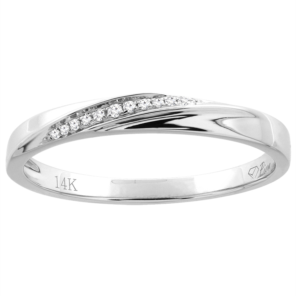 14K WHITE GOLD MEN'S DIAMOND WEDDING BAND 3 MM 0.04 CTTW, SIZES 8 - 14