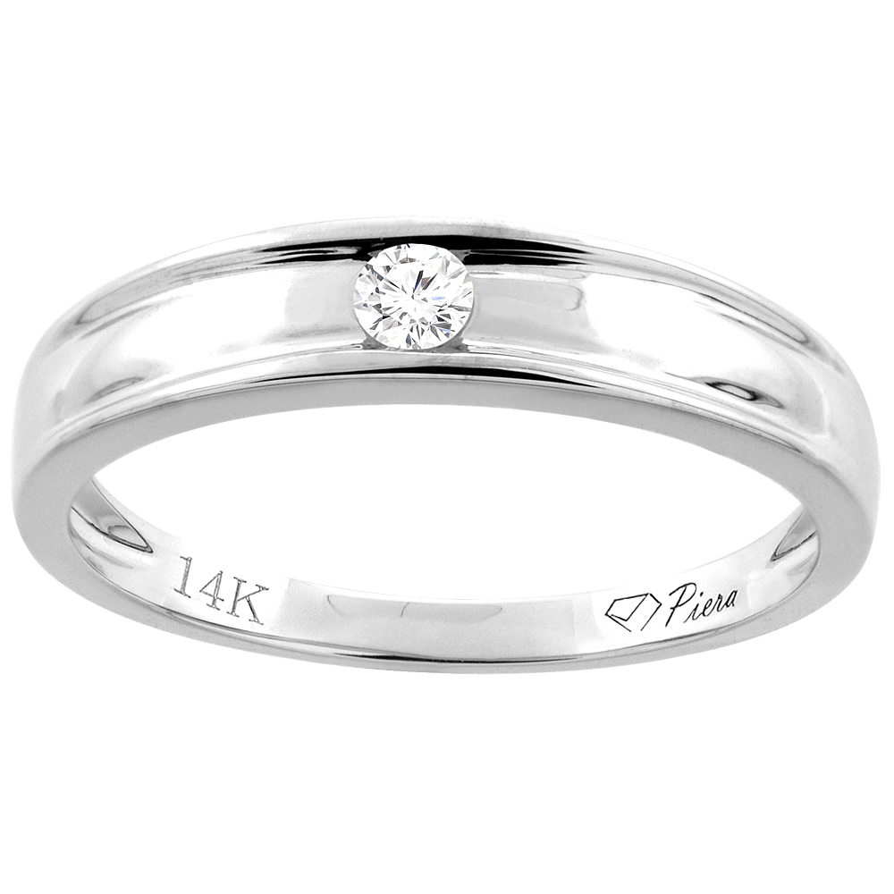 14K WHITE GOLD MEN'S DIAMOND WEDDING BAND 3 MM 0.11 CTTW, SIZES 8 - 14