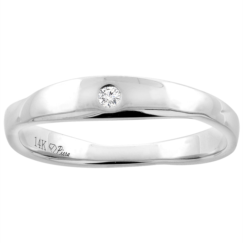 14K WHITE GOLD MEN'S DIAMOND WEDDING BAND 4 MM 0.03 CTTW, SIZES 8 - 14