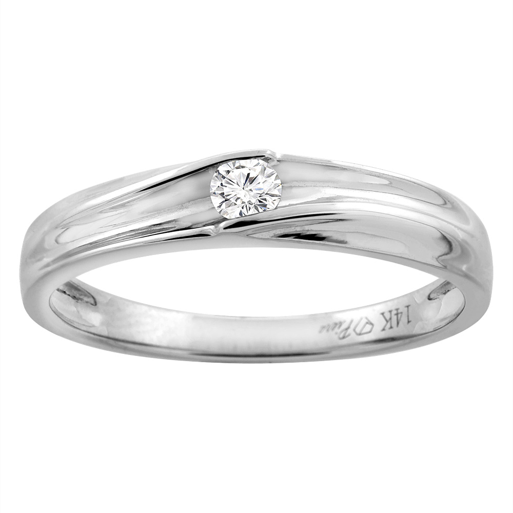 14K WHITE GOLD LADIES' DIAMOND WEDDING BAND 3 MM 0.06 CTTW, SIZES 5 - 10