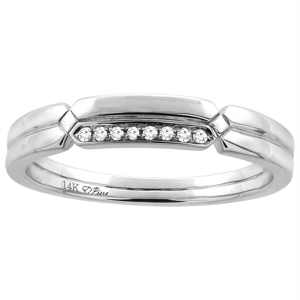 14K WHITE GOLD LADIES' DIAMOND WEDDING BAND 3 MM 0.03 CTTW, SIZES 5 - 10