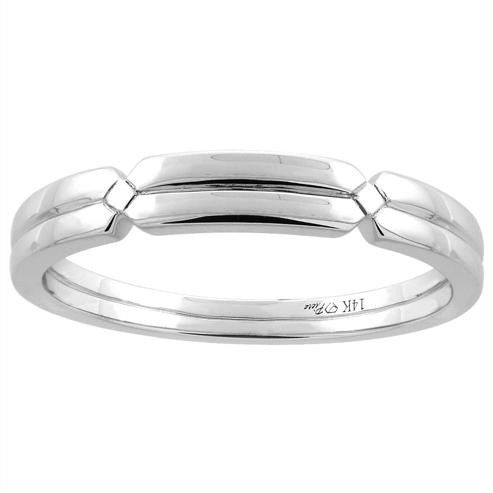 14K WHITE GOLD MEN'S DIAMOND WEDDING BAND 3.5 MM, SIZES 8 - 14
