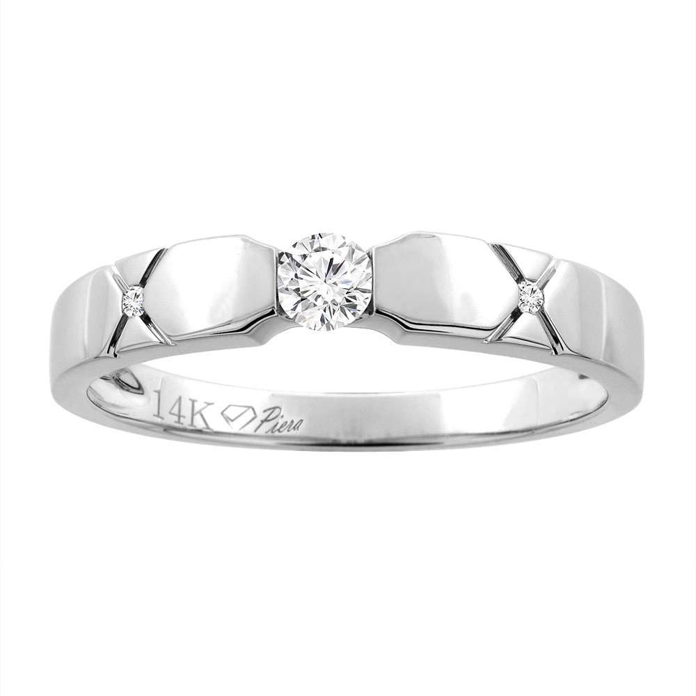 14K WHITE GOLD LADIES' DIAMOND WEDDING BAND 3 MM 0.12 CTTW, SIZES 5 - 10