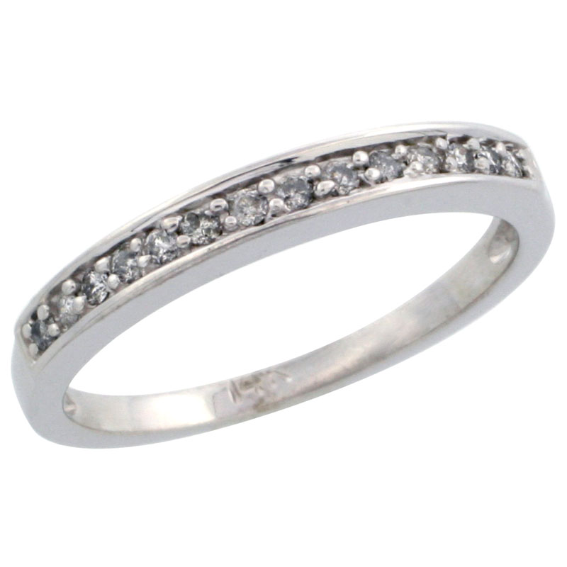 14k White Gold Ladies&#039; Diamond Ring Band w/ 0.14 Carat Brilliant Cut Diamonds, 1/8 in. (3mm) wide