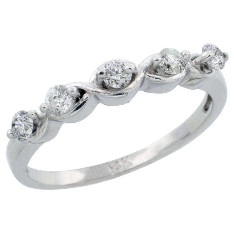 14k White Gold Ladies&#039; Diamond Ring Band w/ 0.30 Carat Brilliant Cut Diamonds, 1/8 in. (3mm) wide