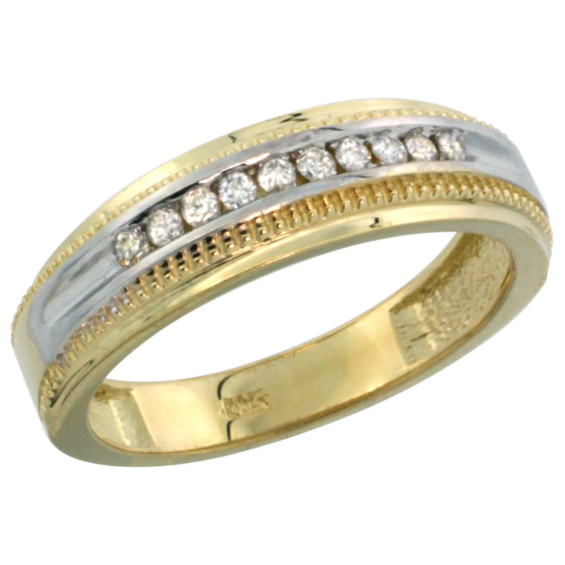 10k Gold 10-Stone Milgrain Design Ladies&#039; Diamond Ring Band w/ 0.30 Carat Brilliant Cut Diamonds, 1/4 in. (6mm) wide